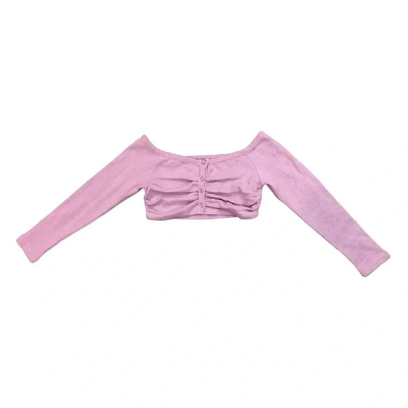 Zara Ruched Cropped Cardigan NWOT | Mauve / Purple  | Size M - Picture 3 of 7